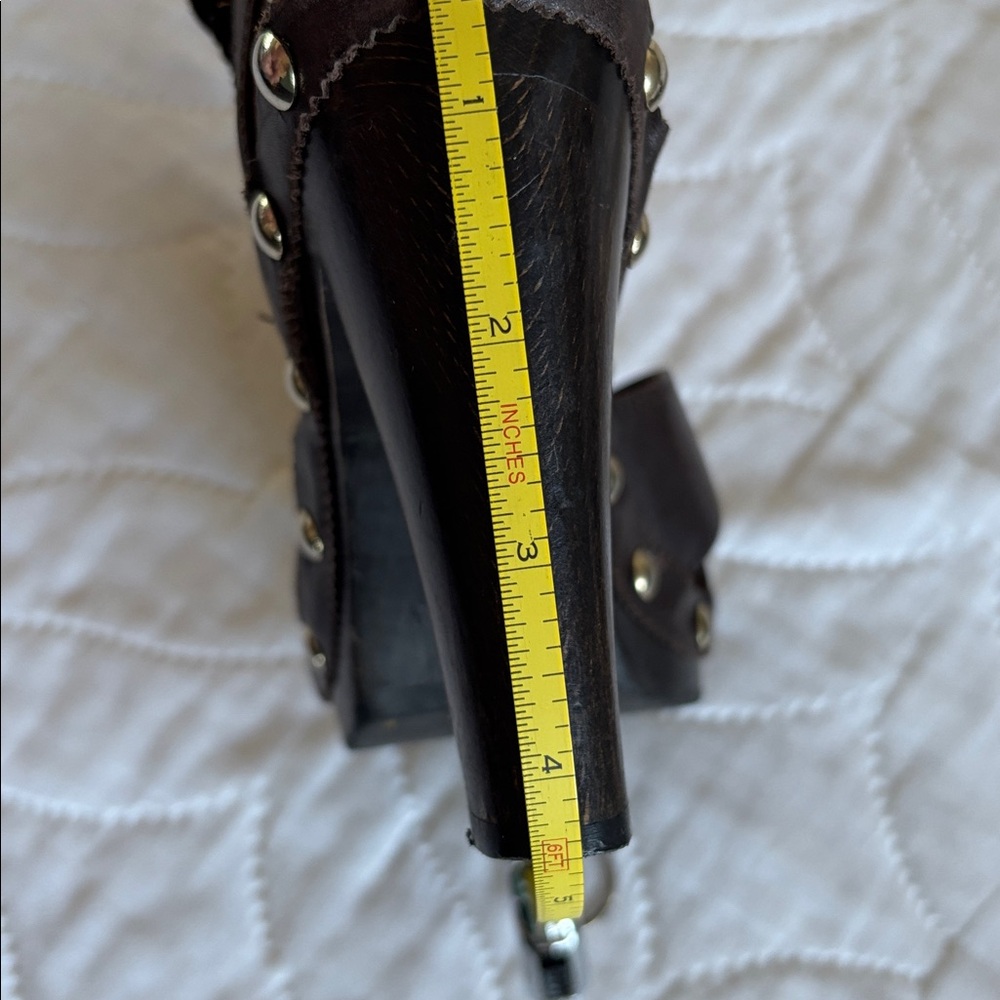 Vintage YSL Wood Stud Sandals Heels - Picture 10 of 16